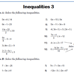 Inequalities algebra worksheets worksheet printable math grade print equations solving 7th practice pdf maths worksheeto