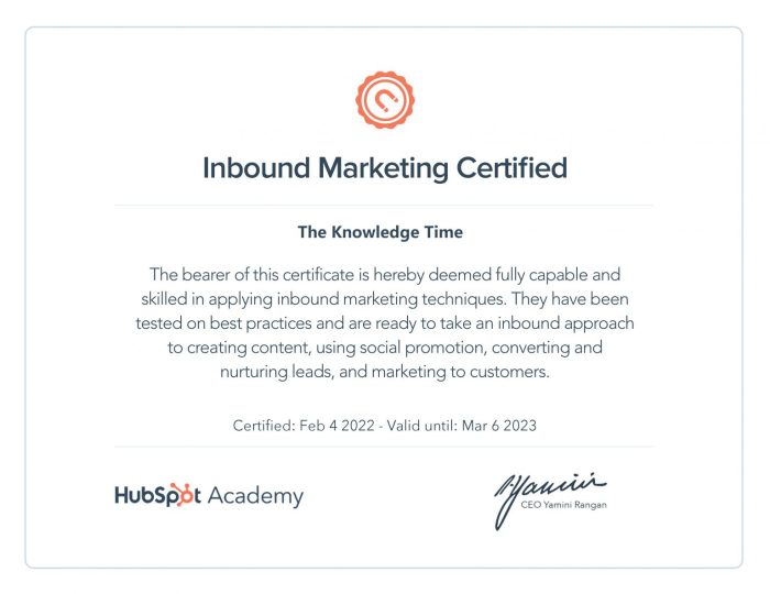 Hubspot inbound marketing certification answers