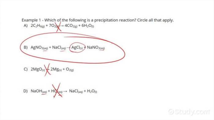 Identify the precipitate or lack thereof for the reaction